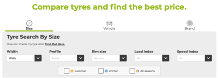 tyre search home page