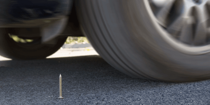 Run-flat tyre about to drive over a nail- will it be repairable?